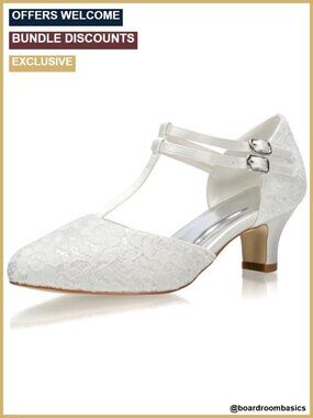 1.9" Low Heel Lace Satin Pumps Wedding Shoes